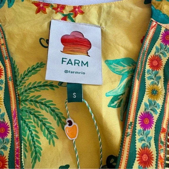 NWT Farm Rio Delicate Fruit Garden Yellow Minidress Small - Picture 7 of 12